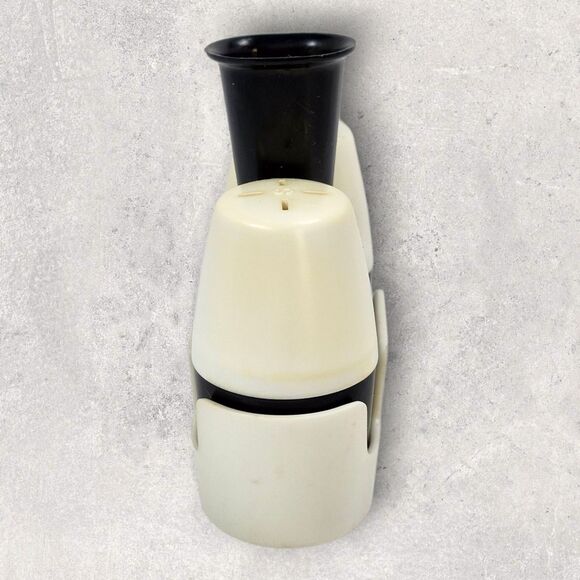 Vintage Miracle Maid “Gem Coat” Salt & Pepper Shaker Set w/ Holder – 1960s Promo - Picture 5 of 10